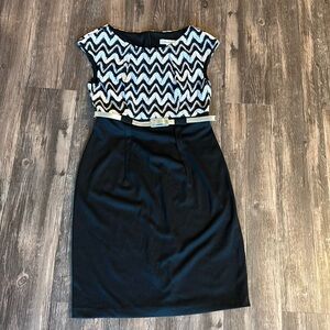 Dressbarn  gray and black midi dress size 4P